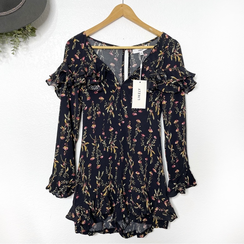 REVOLVE LIKELY • NWT Amira Floral Ruffles Long Sleeve Romper - Picture 3 of 10
